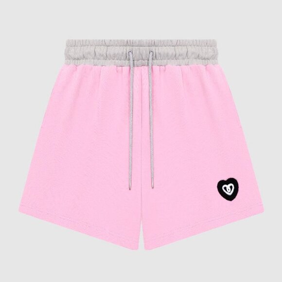 B.Sure Pink And Grey Drawstring Shorts - Picture 1 of 4
